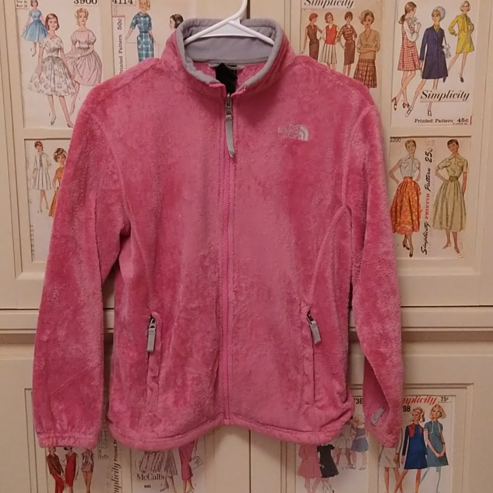 The North Face girls pink velour jacket Sz L